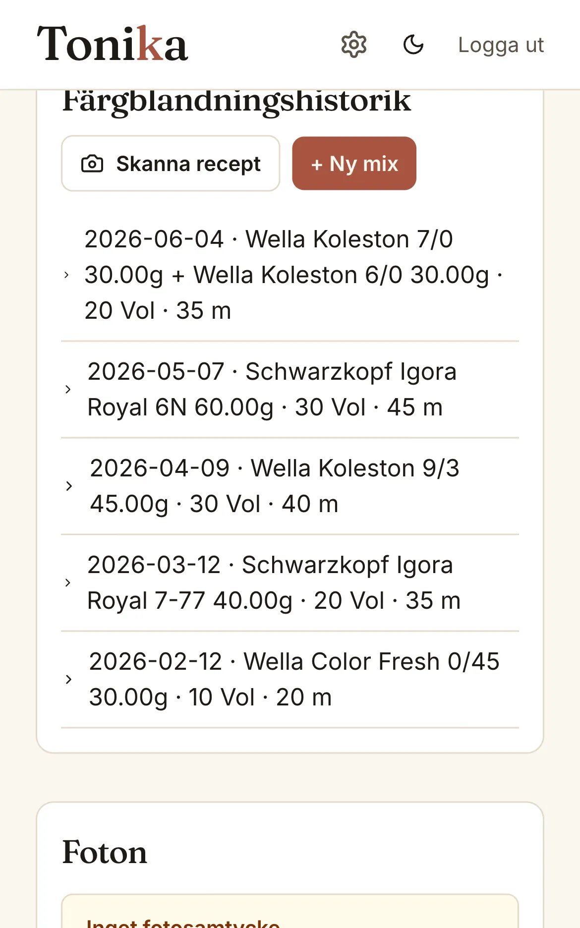 Tonika i mobilen — kundkort